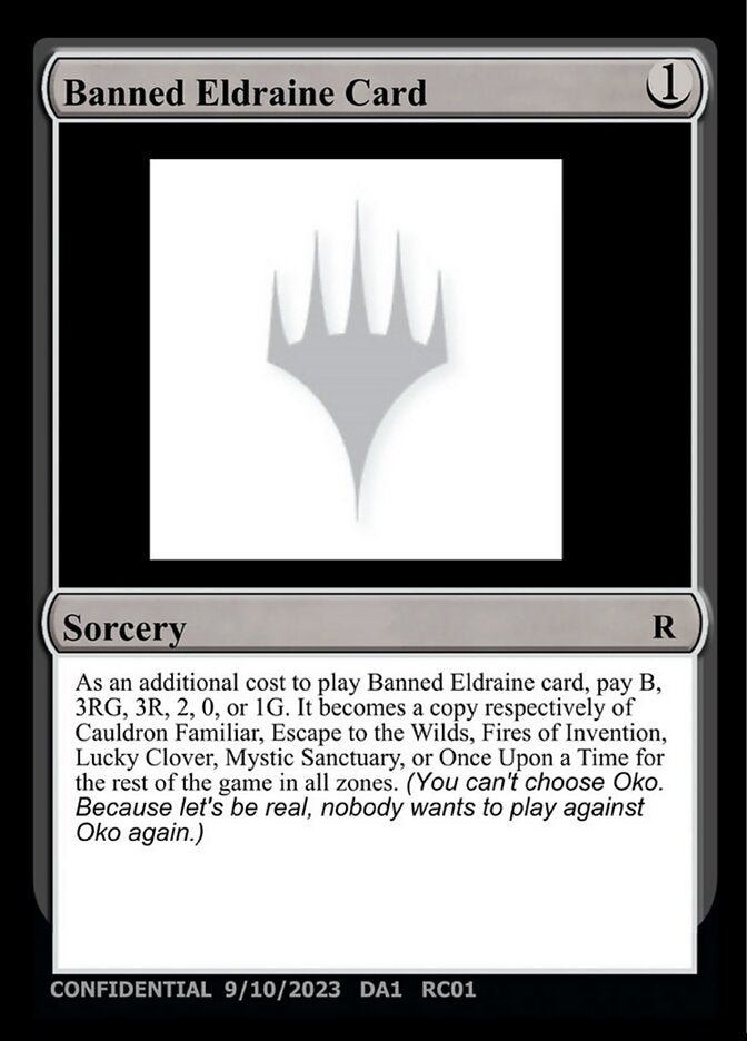 Banned Eldraine Card – Rare Magic: The Gathering card from Unknown Event (#RC01a)