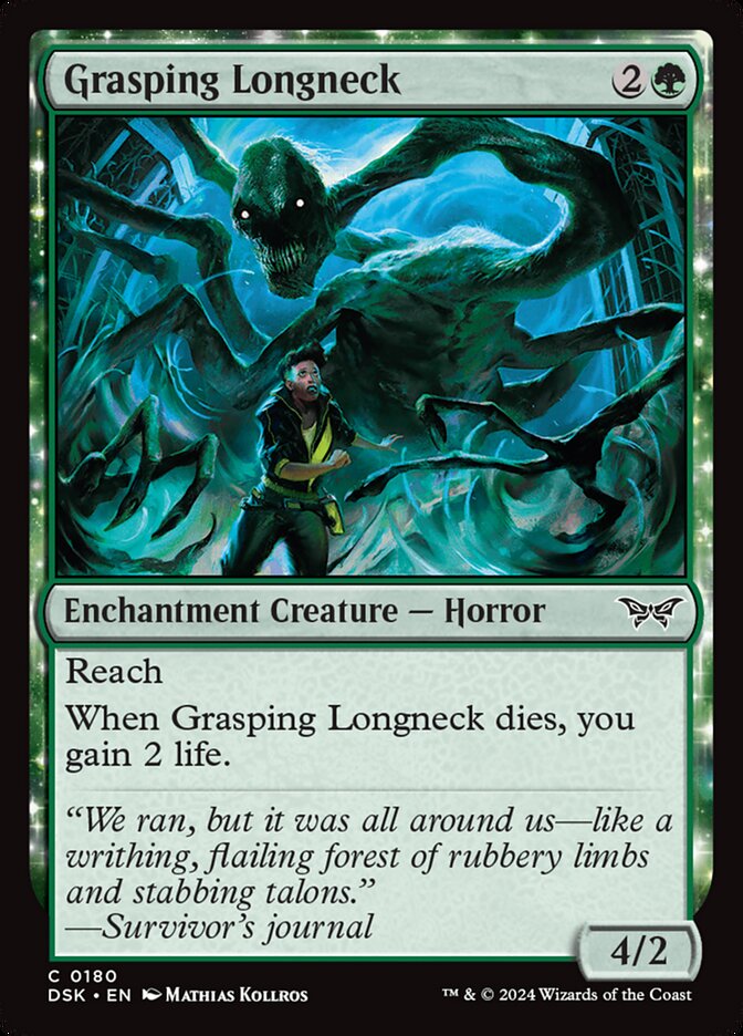 Grasping Longneck – Common Magic: The Gathering card from Duskmourn: House of Horror (#180)