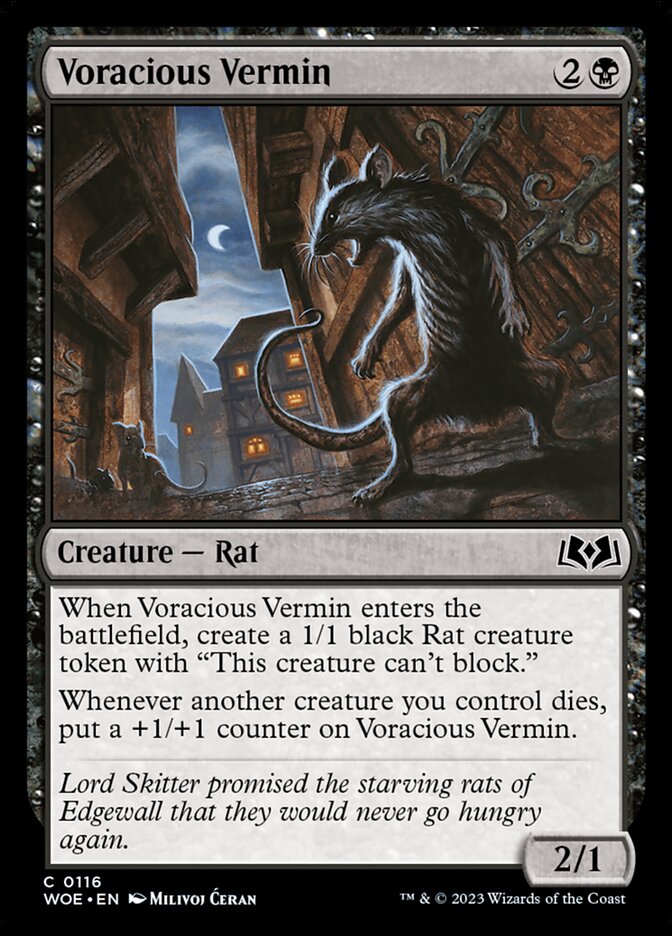 Voracious Vermin – Common Magic: The Gathering card from Wilds of Eldraine (#116)