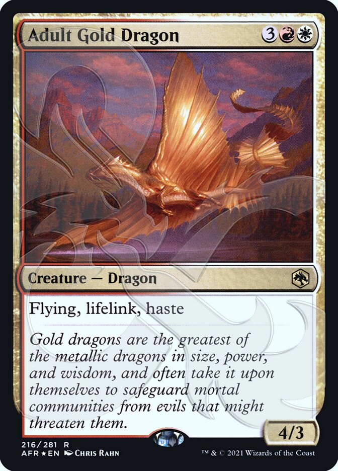 Adult Gold Dragon – Rare Magic: The Gathering card from Adventures in the Forgotten Realms Promos (#216a)