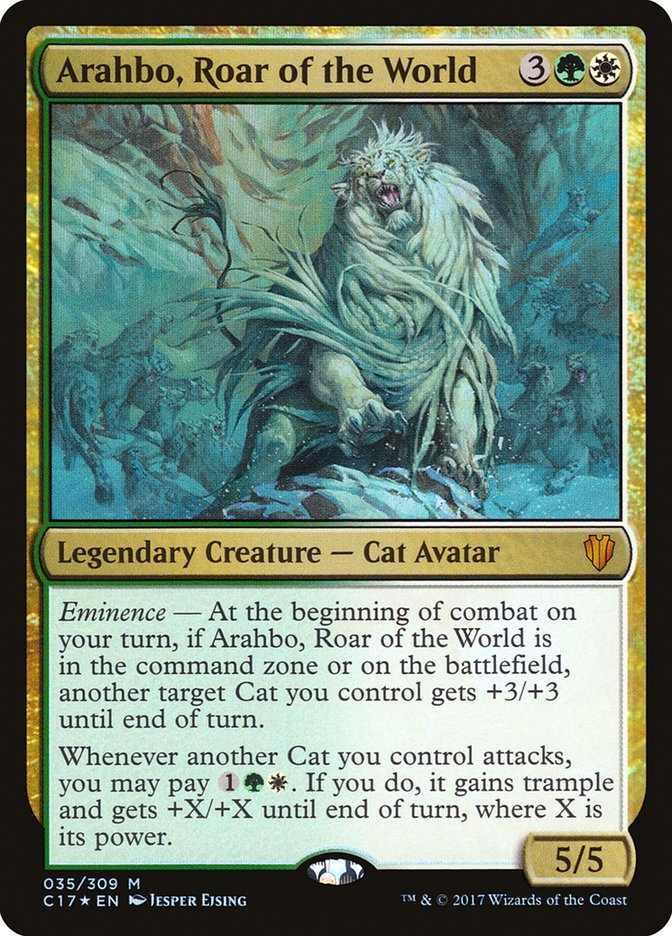 Arahbo, Roar of the World – Mythic Magic: The Gathering card from Commander 2017 (#35)