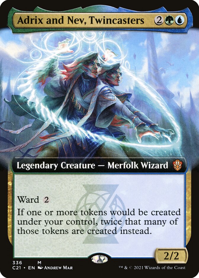 Adrix and Nev, Twincasters – Mythic Magic: The Gathering card from Commander 2021 (#336)