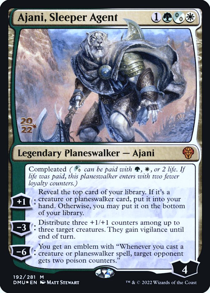 Ajani, Sleeper Agent – Mythic Magic: The Gathering card from Dominaria United Promos (#192s)