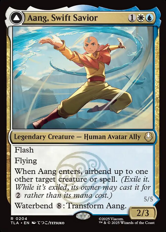 Aang, Swift Savior // Aang and La, Ocean's Fury – Rare Magic: The Gathering card from Avatar: The Last Airbender (#204)