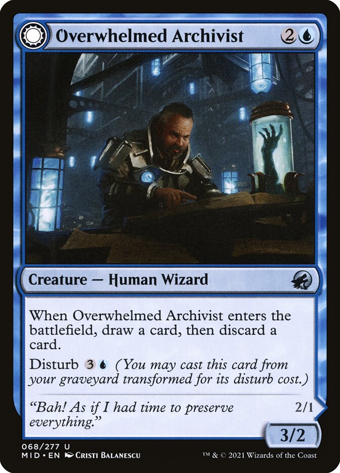 Overwhelmed Archivist // Archive Haunt – Uncommon Magic: The Gathering card from Innistrad: Midnight Hunt (#68)