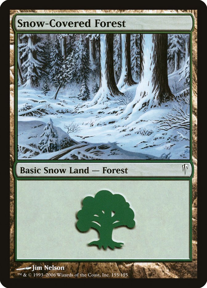 Snow-Covered Forest – Common Magic: The Gathering card from Coldsnap (#155)