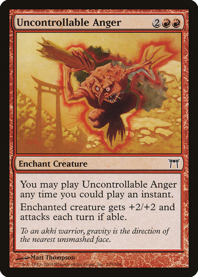 Uncontrollable Anger – Common Magic: The Gathering card from Champions of Kamigawa (#195)