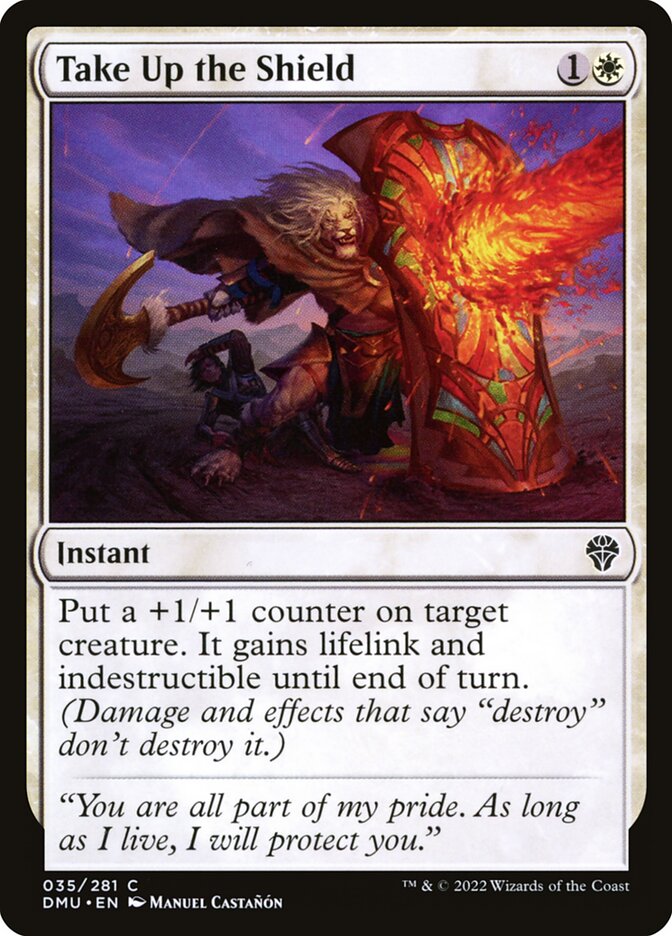 Take Up the Shield – Common Magic: The Gathering card from Dominaria United (#35)
