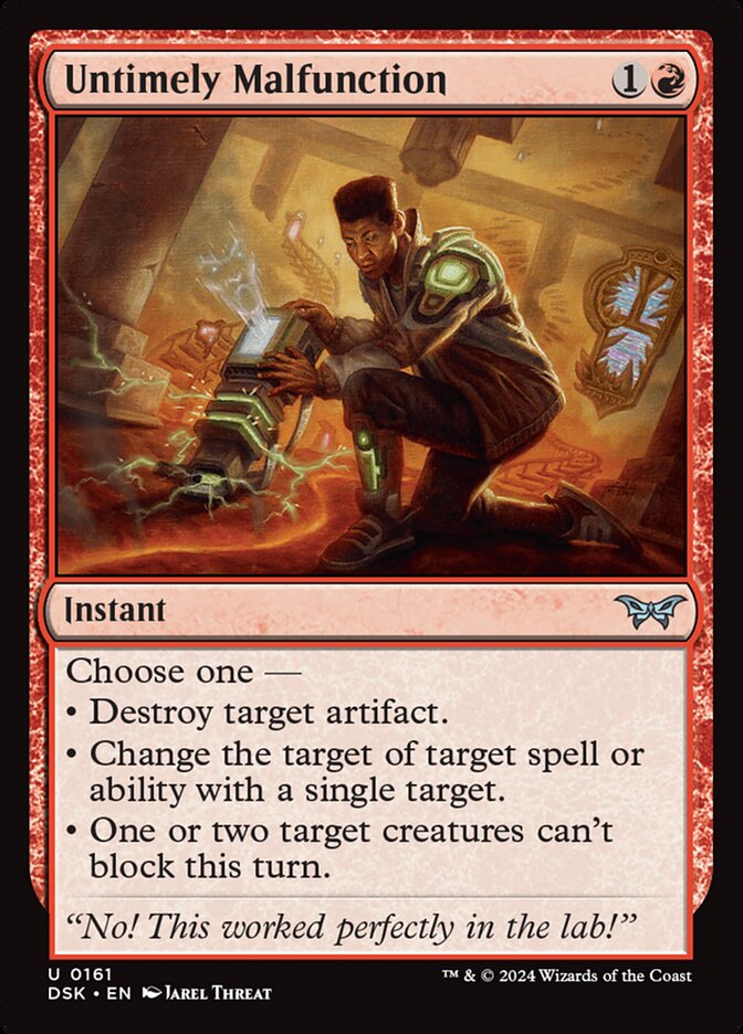 Untimely Malfunction – Uncommon Magic: The Gathering card from Duskmourn: House of Horror (#161)