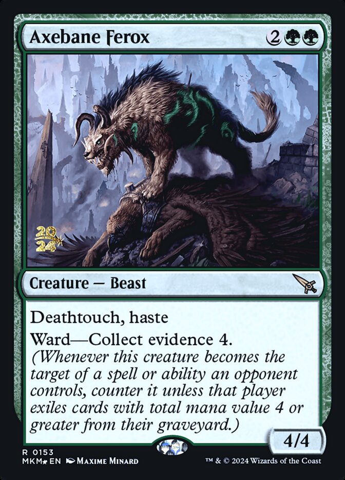 Axebane Ferox – Rare Magic: The Gathering card from Murders at Karlov Manor Promos (#153s)