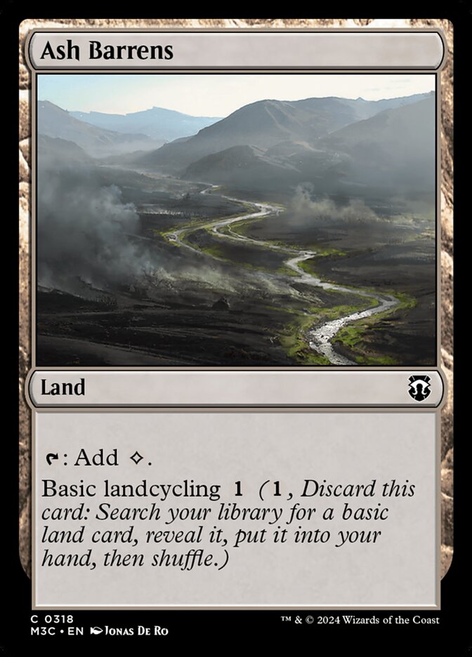Ash Barrens – Common Magic: The Gathering card from Modern Horizons 3 Commander (#318)