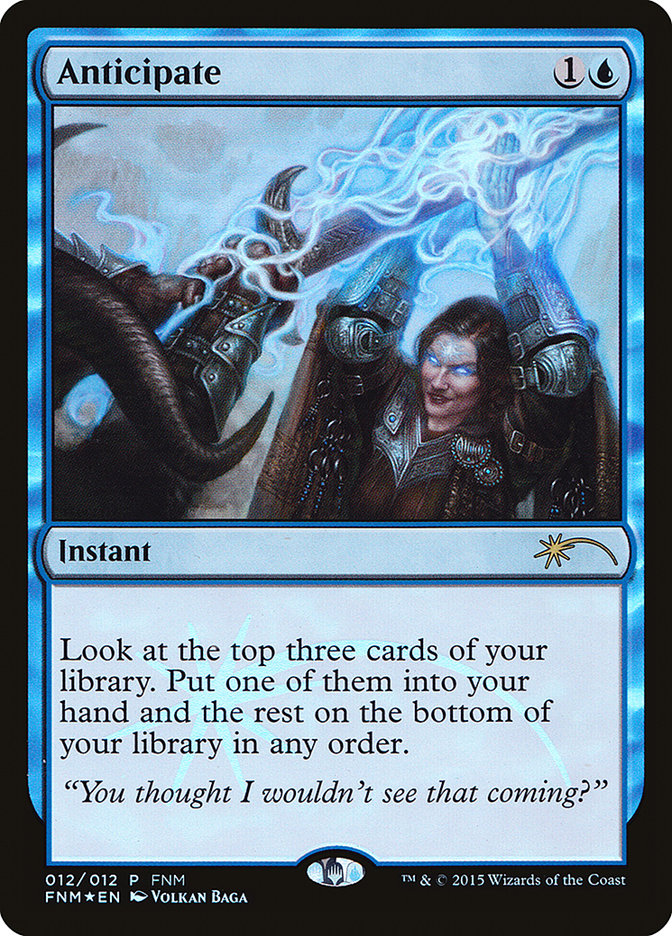 Anticipate – Rare Magic: The Gathering card from Friday Night Magic 2015 (#12)