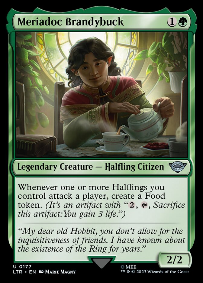 Meriadoc Brandybuck – Uncommon Magic: The Gathering card from The Lord of the Rings: Tales of Middle-earth (#177)
