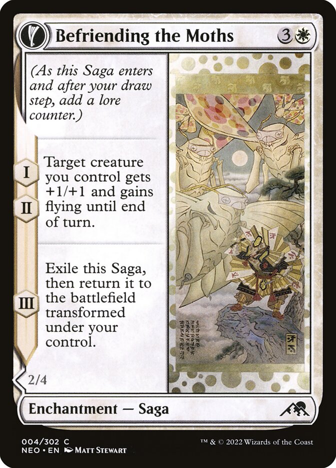 Befriending the Moths // Imperial Moth – Common Magic: The Gathering card from Kamigawa: Neon Dynasty (#4)