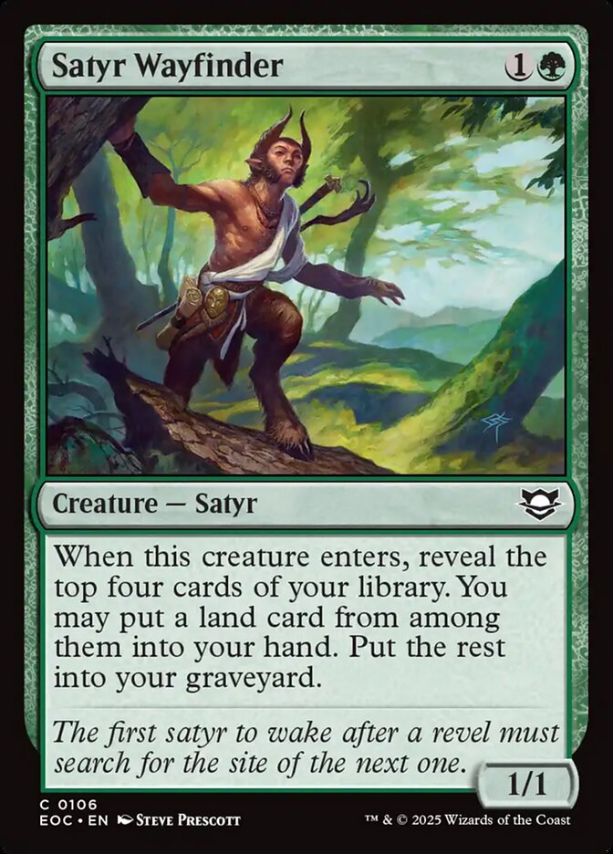 Satyr Wayfinder – Common Magic: The Gathering card from Edge of Eternities Commander (#106)
