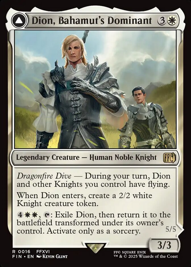 Dion, Bahamut's Dominant // Bahamut, Warden of Light – Rare Magic: The Gathering card from Final Fantasy (#16)