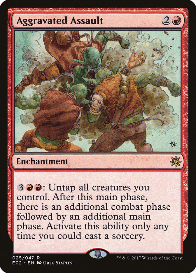 Aggravated Assault – Rare Magic: The Gathering card from Explorers of Ixalan (#25)