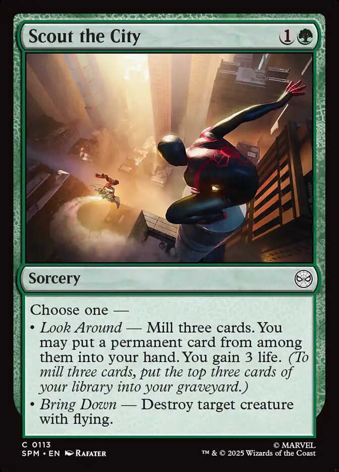Scout the City – Common Magic: The Gathering card from Marvel's Spider-Man (#113)