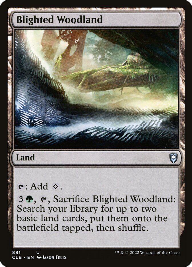 Blighted Woodland – Uncommon Magic: The Gathering card from Commander Legends: Battle for Baldur's Gate (#881)
