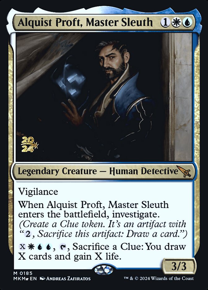 Alquist Proft, Master Sleuth – Mythic Magic: The Gathering card from Murders at Karlov Manor Promos (#185s)