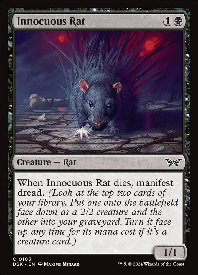 Innocuous Rat – Common Magic: The Gathering card from Duskmourn: House of Horror (#103)