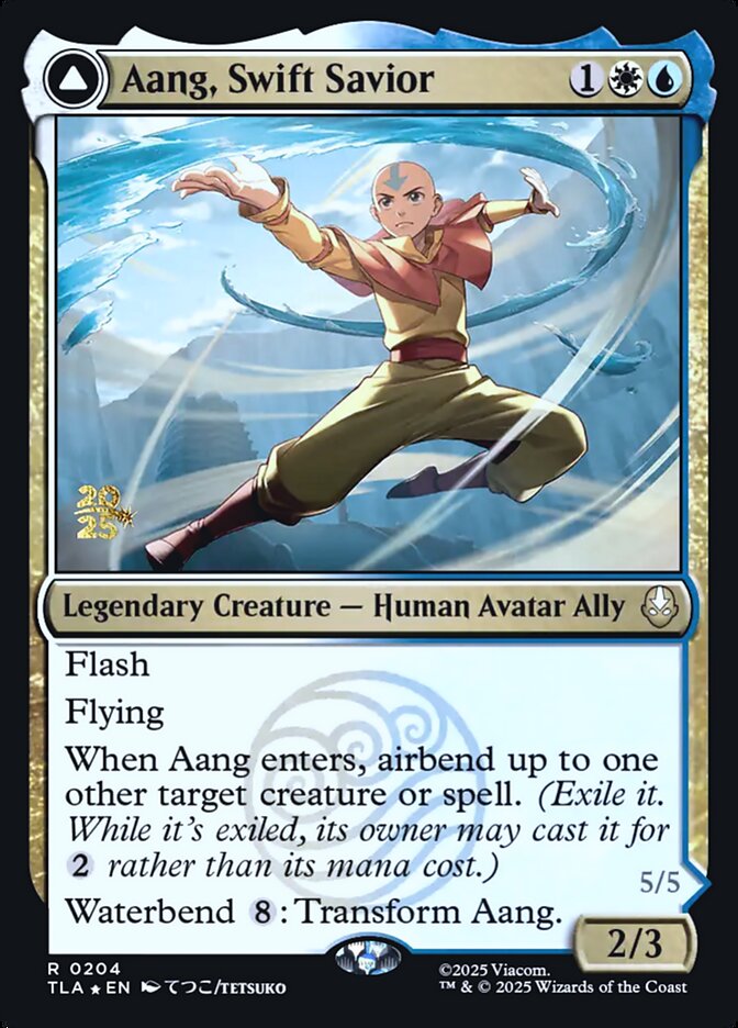 Aang, Swift Savior // Aang and La, Ocean's Fury – Rare Magic: The Gathering card from Avatar: The Last Airbender Promos (#204