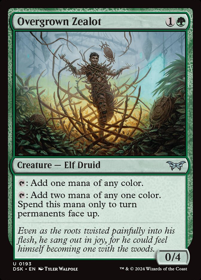Overgrown Zealot – Uncommon Magic: The Gathering card from Duskmourn: House of Horror (#193)