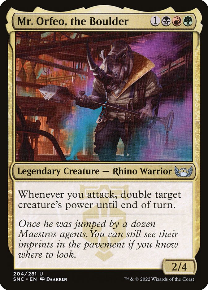 Mr. Orfeo, the Boulder – Uncommon Magic: The Gathering card from Streets of New Capenna (#204)