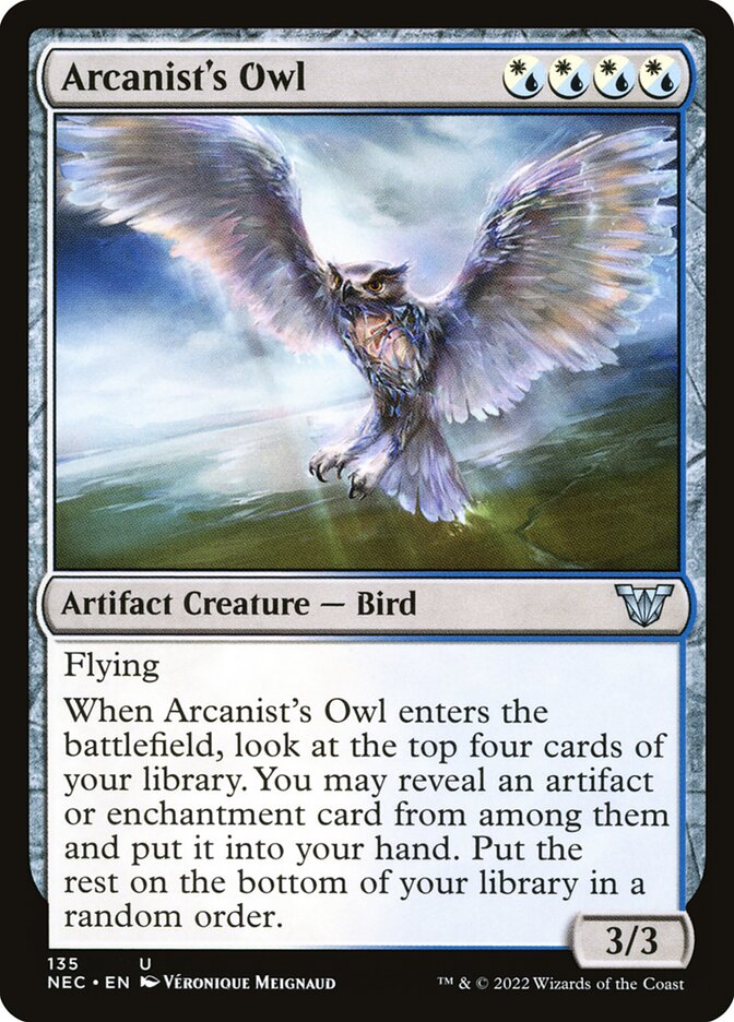 Arcanist's Owl – Uncommon Magic: The Gathering card from Neon Dynasty Commander (#135)