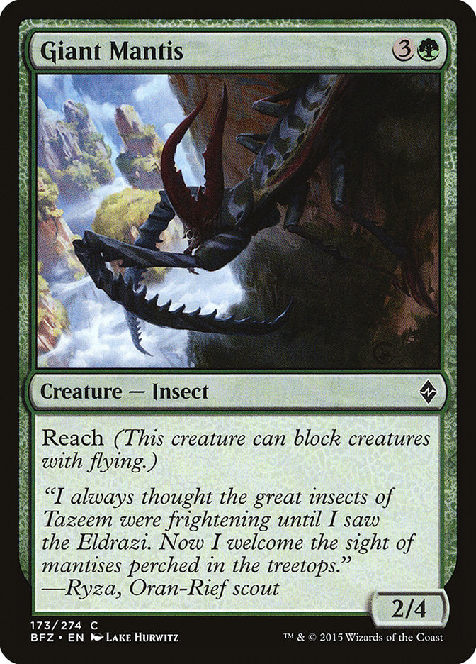 Giant Mantis – Common Magic: The Gathering card from Battle for Zendikar (#173)