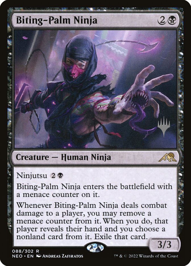 Biting-Palm Ninja – Rare Magic: The Gathering card from Kamigawa: Neon Dynasty Promos (#88p)