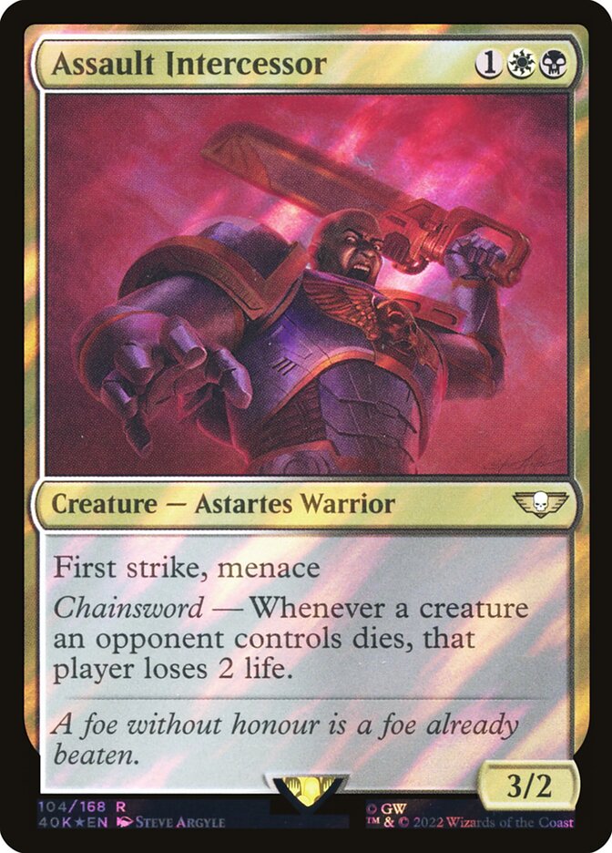 Assault Intercessor – Rare Magic: The Gathering card from Warhammer 40,000 Commander (#104★)