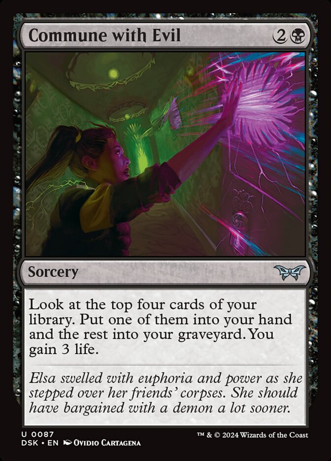 Commune with Evil – Uncommon Magic: The Gathering card from Duskmourn: House of Horror (#87)