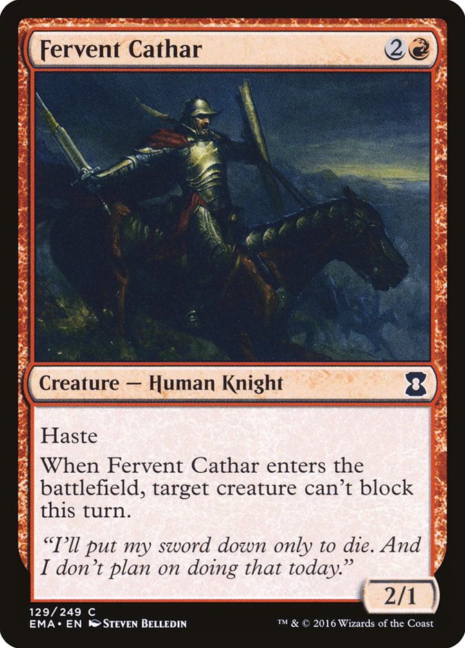 Fervent Cathar – Common Magic: The Gathering card from Eternal Masters (#129)