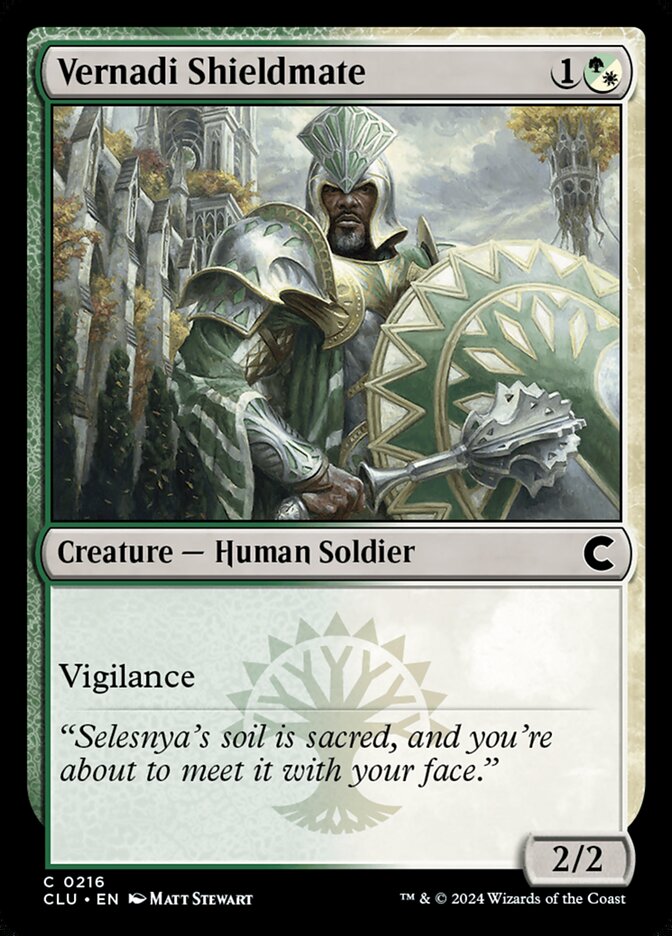 Vernadi Shieldmate – Common Magic: The Gathering card from Ravnica: Clue Edition (#216)