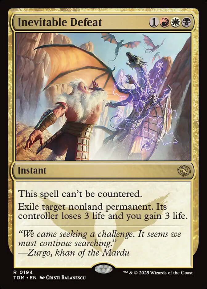 Inevitable Defeat – Rare Magic: The Gathering card from Tarkir: Dragonstorm (#194)