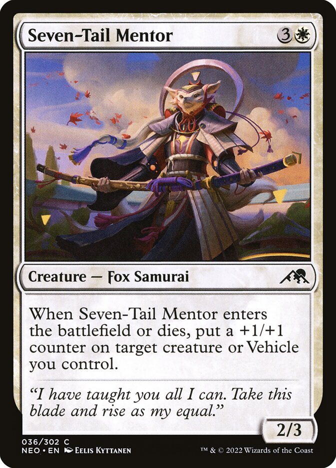 Seven-Tail Mentor – Common Magic: The Gathering card from Kamigawa: Neon Dynasty (#36)