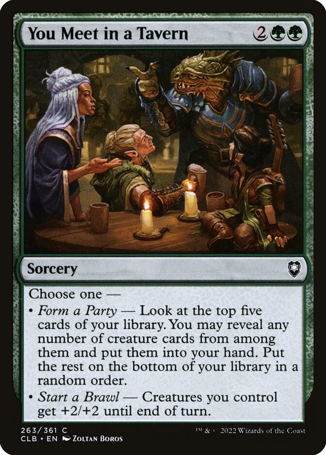 You Meet in a Tavern – Common Magic: The Gathering card from Commander Legends: Battle for Baldur's Gate (#263)