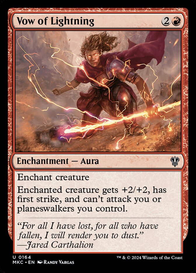 Vow of Lightning – Uncommon Magic: The Gathering card from Murders at Karlov Manor Commander (#164)