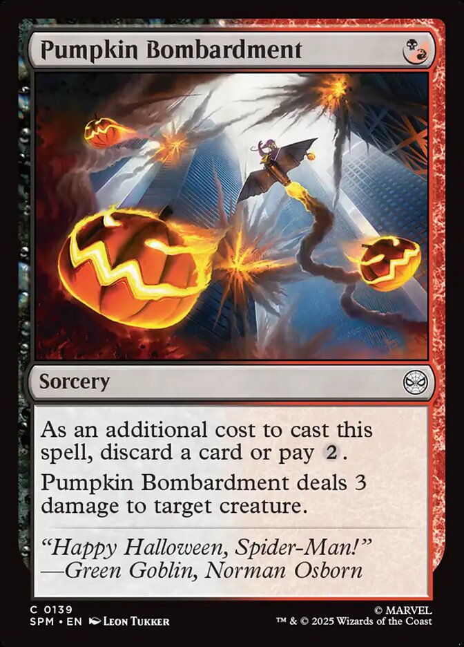 Pumpkin Bombardment – Common Magic: The Gathering card from Marvel's Spider-Man (#139)