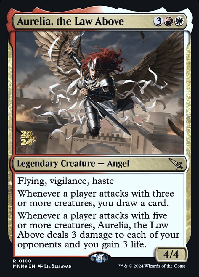 Aurelia, the Law Above – Rare Magic: The Gathering card from Murders at Karlov Manor Promos (#188s)