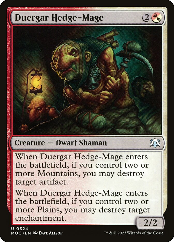 Duergar Hedge-Mage – Uncommon Magic: The Gathering card from March of the Machine Commander (#324)
