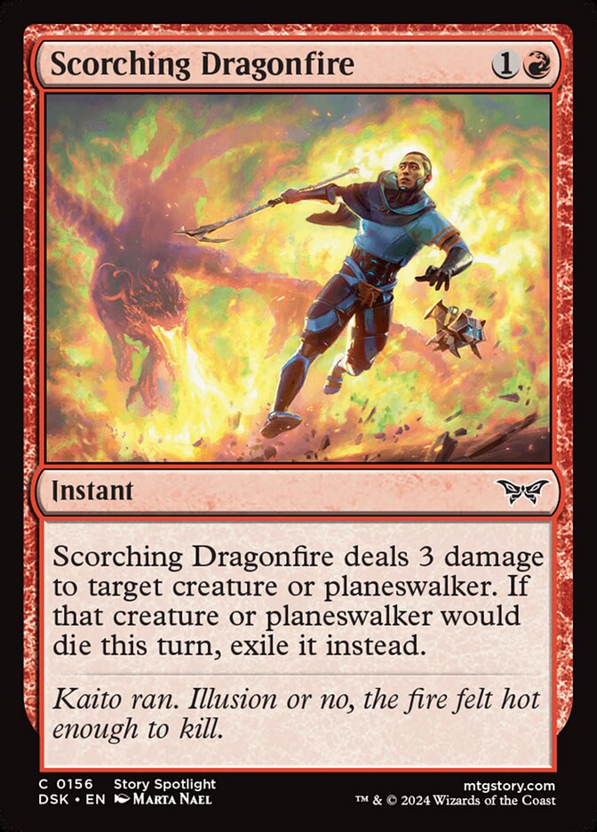 Scorching Dragonfire – Common Magic: The Gathering card from Duskmourn: House of Horror (#156)