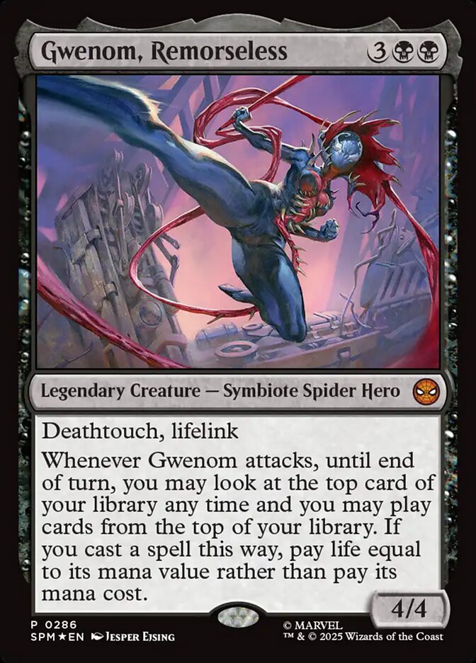 Gwenom, Remorseless – Mythic Magic: The Gathering card from Marvel's Spider-Man (#286)