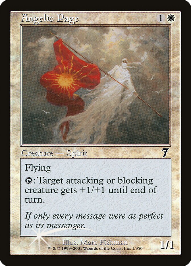 Angelic Page – Common Magic: The Gathering card from Seventh Edition (#1★)