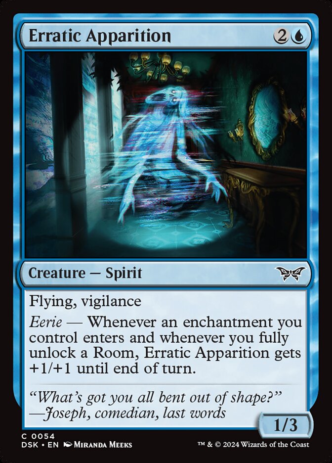 Erratic Apparition – Common Magic: The Gathering card from Duskmourn: House of Horror (#54)