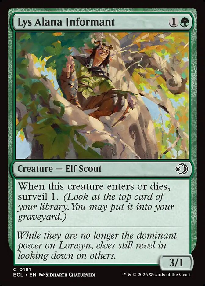 Lys Alana Informant – Common Magic: The Gathering card from Lorwyn Eclipsed (#181)