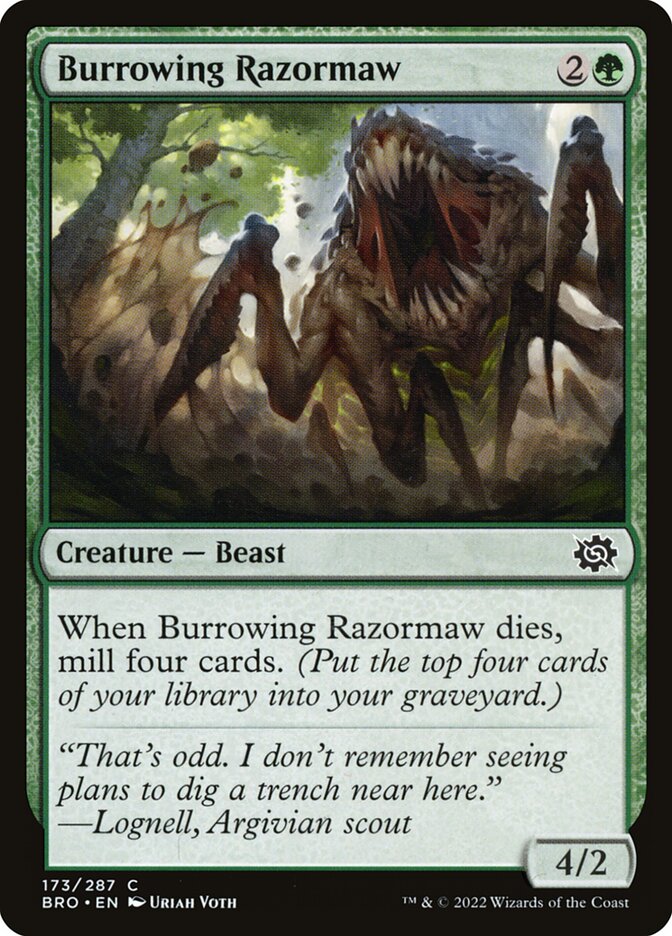Burrowing Razormaw – Common Magic: The Gathering card from The Brothers' War (#173)