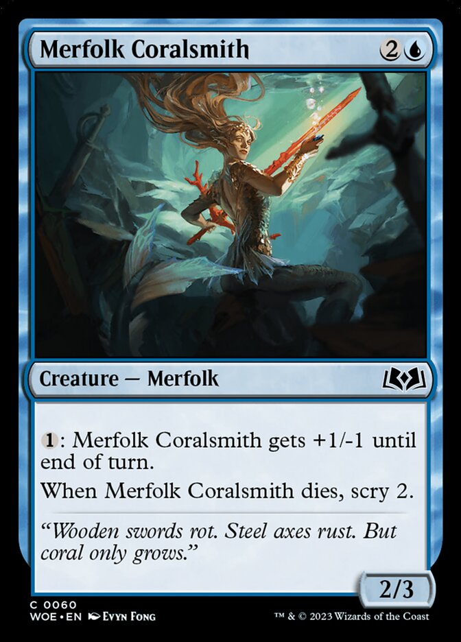 Merfolk Coralsmith – Common Magic: The Gathering card from Wilds of Eldraine (#60)
