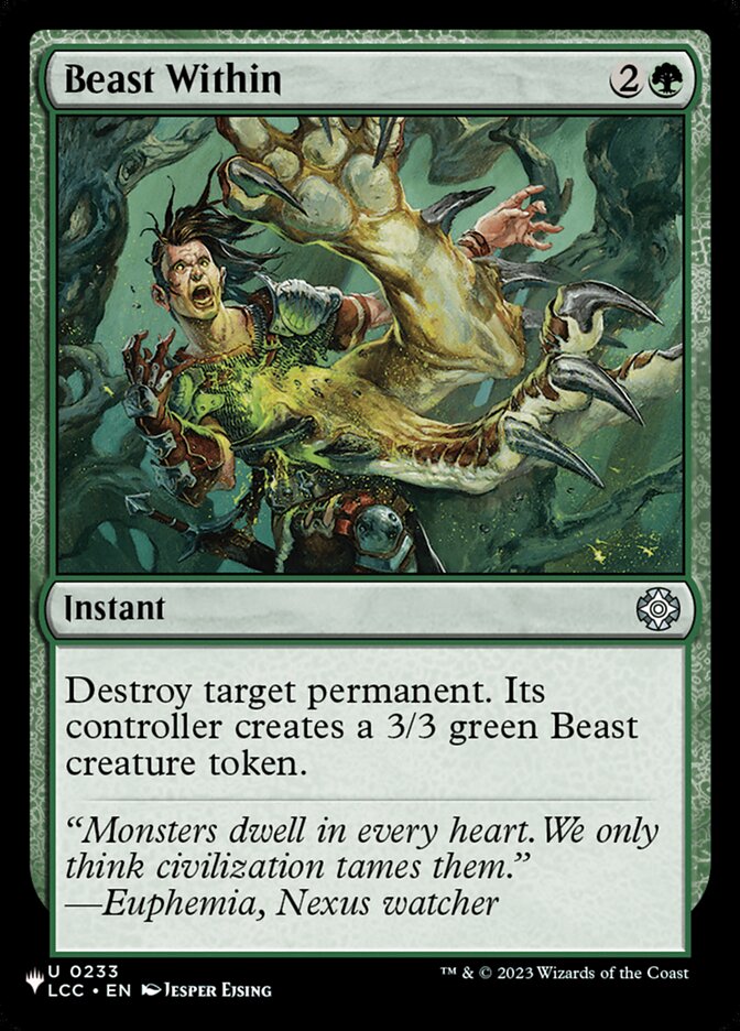 Beast Within – Uncommon Magic: The Gathering card from The List (#LCC-233)